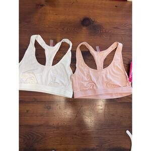 Commando White & Apricot Stretch Cotton Racerback Bralette Bundle Sz S NWT
